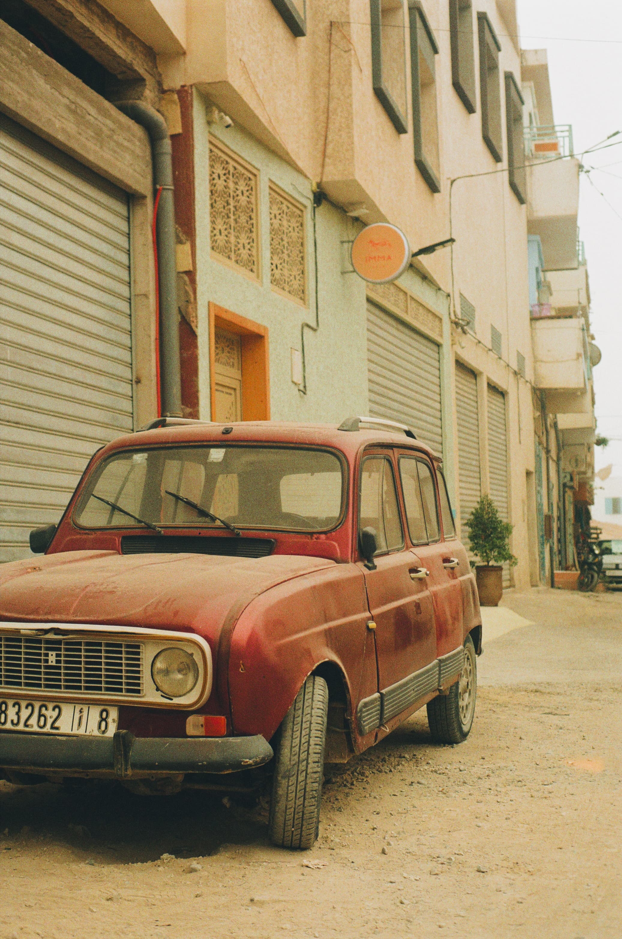 Red Renault, side street